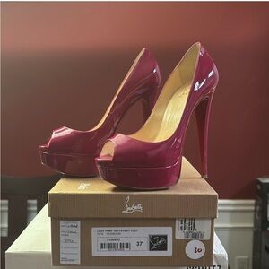 Christian Louboutin Fuchsia Peep Toe Heels